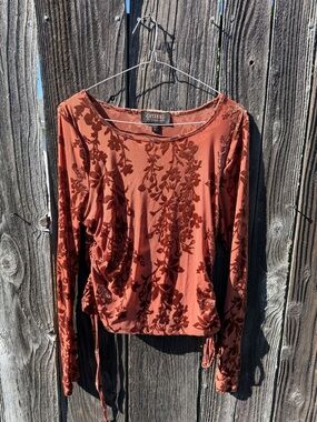 Shyanne Floral Rust Long Sleeve Tie-Side Top